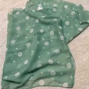 Green Sheer Polka Dot Scarf